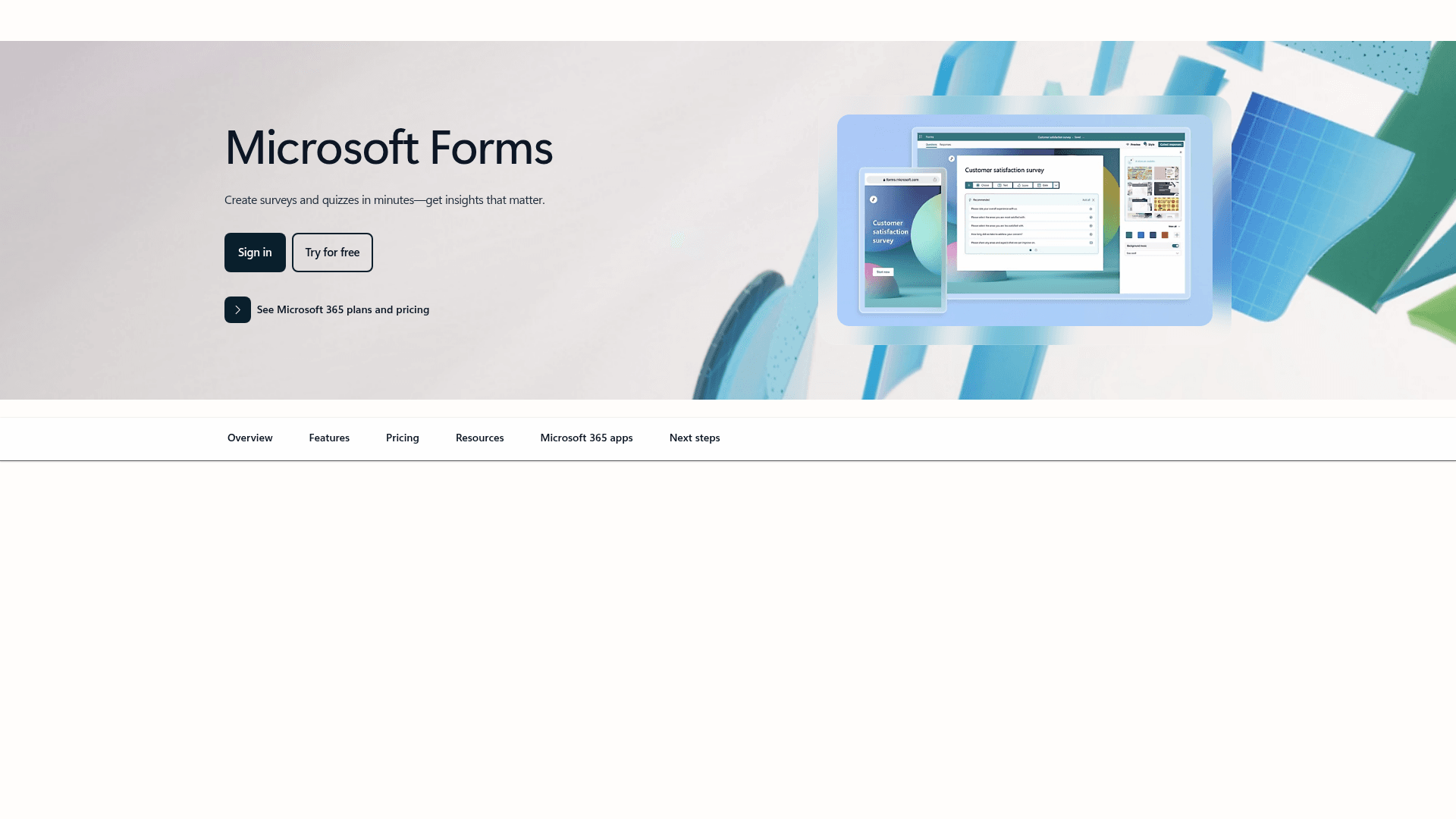 Microsoft Forms hero screenshot