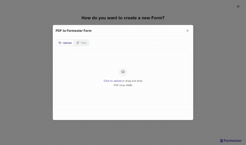 Uploading a PDF and Formester AI converting it into a fillable form