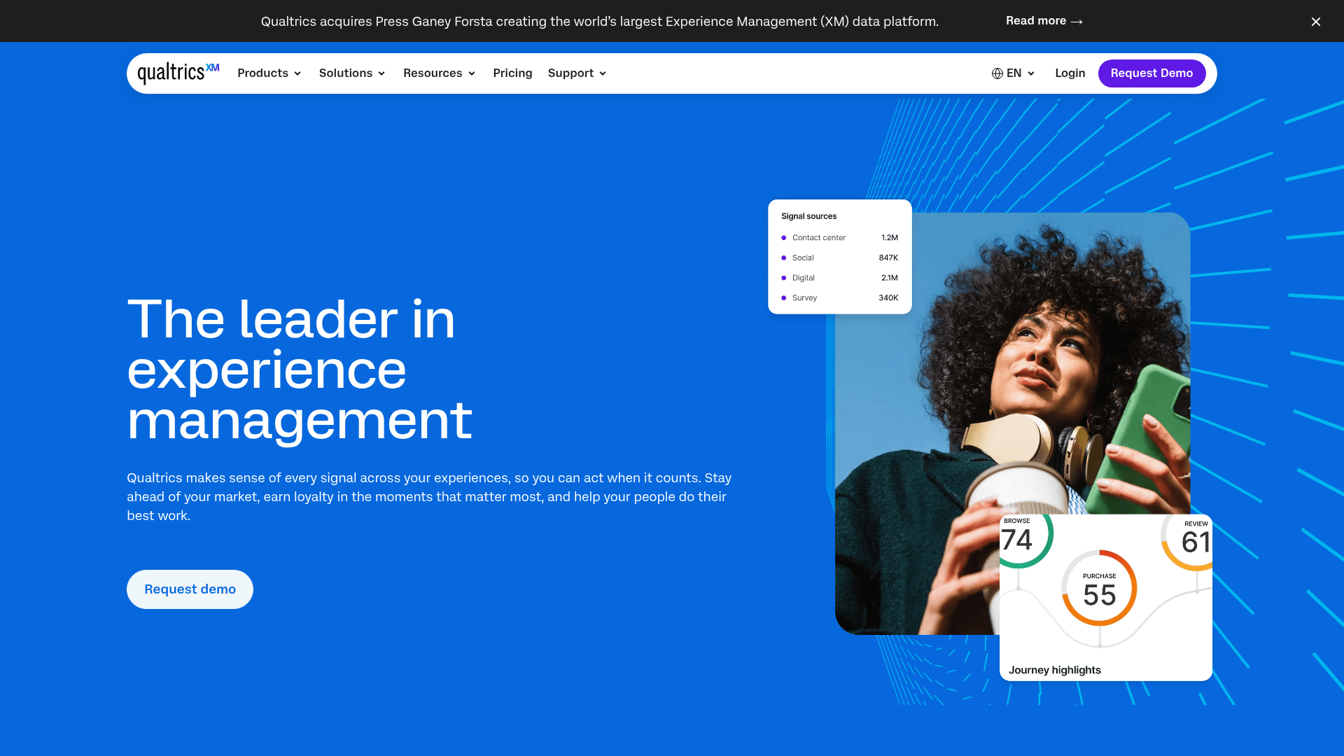 Qualtrics homepage hero screenshot