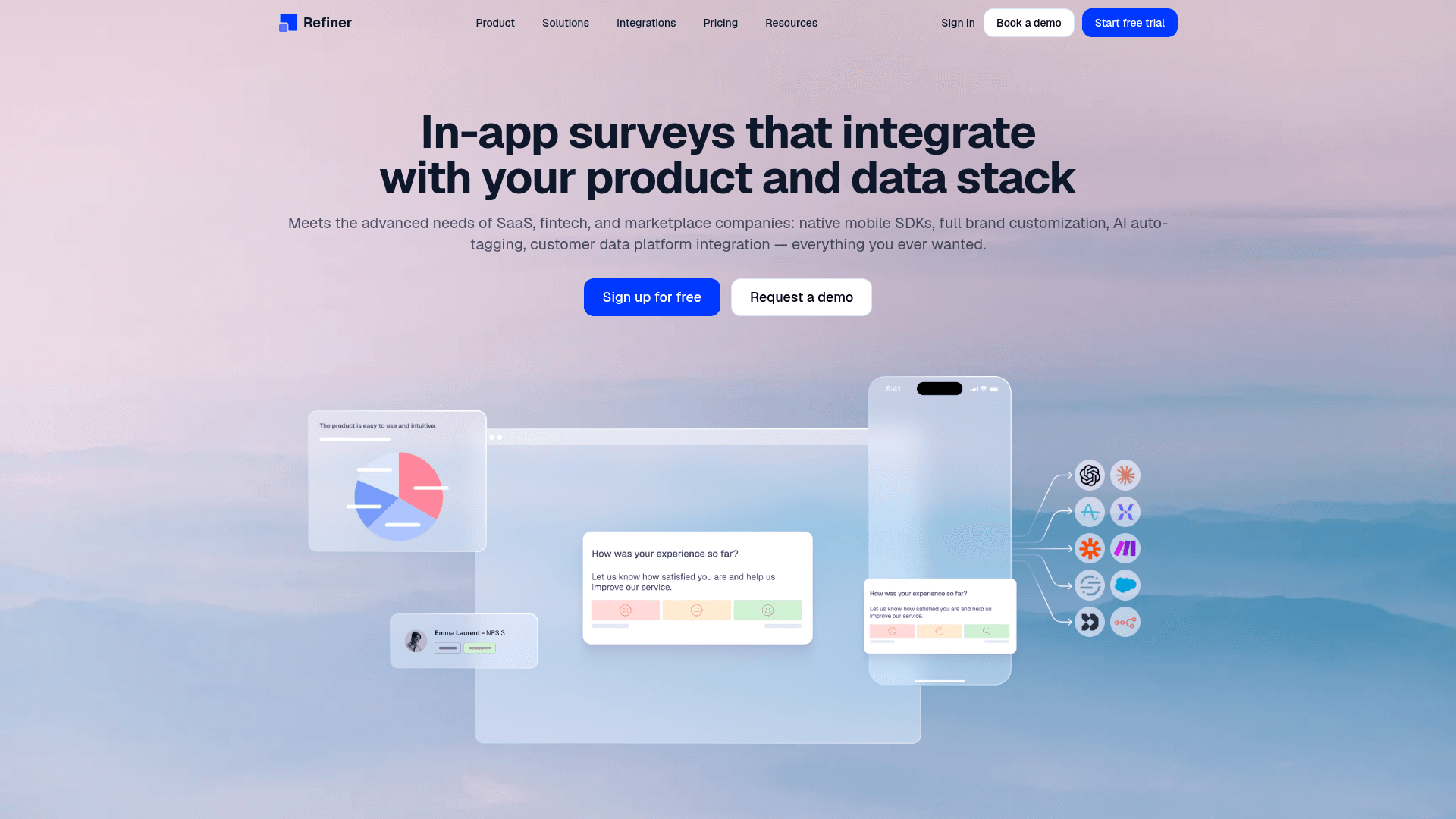 Refiner homepage hero screenshot