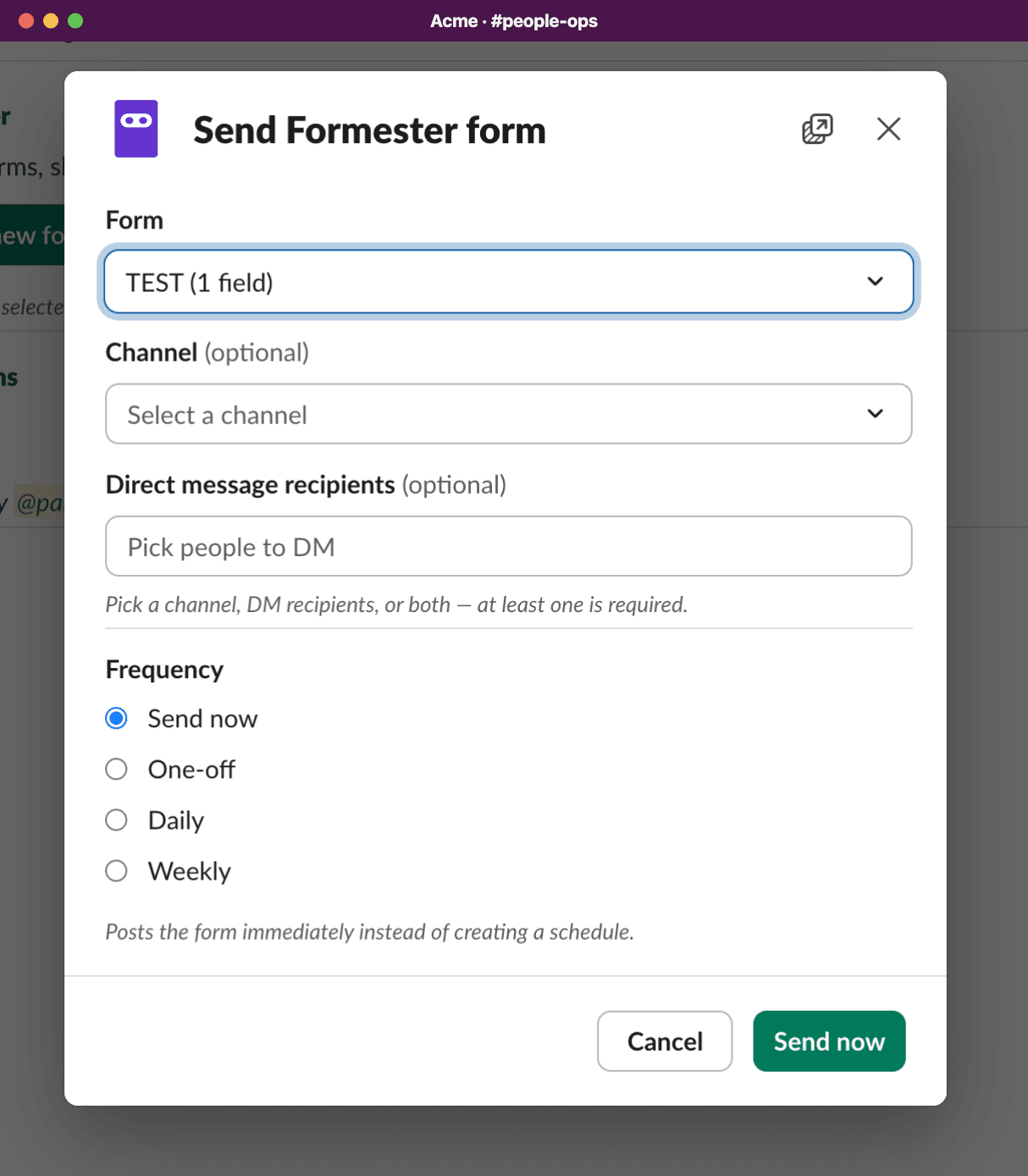 Send Formester form modal in Slack