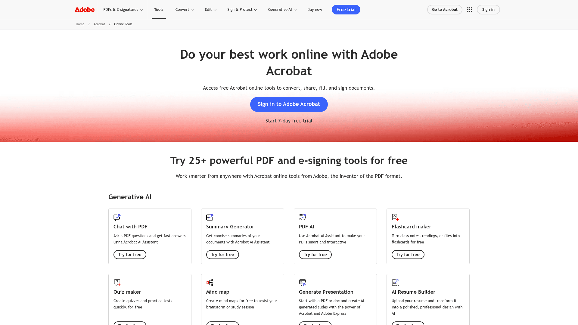 Adobe Acrobat Sign homepage hero screenshot