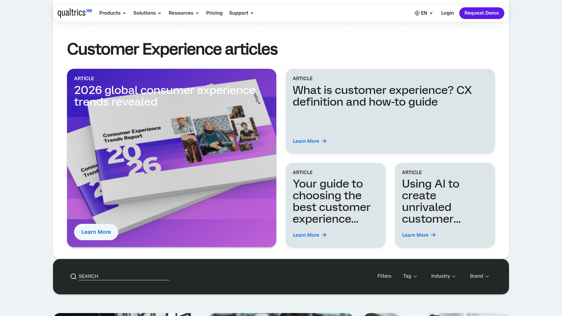 Qualtrics customer XM suite screenshot