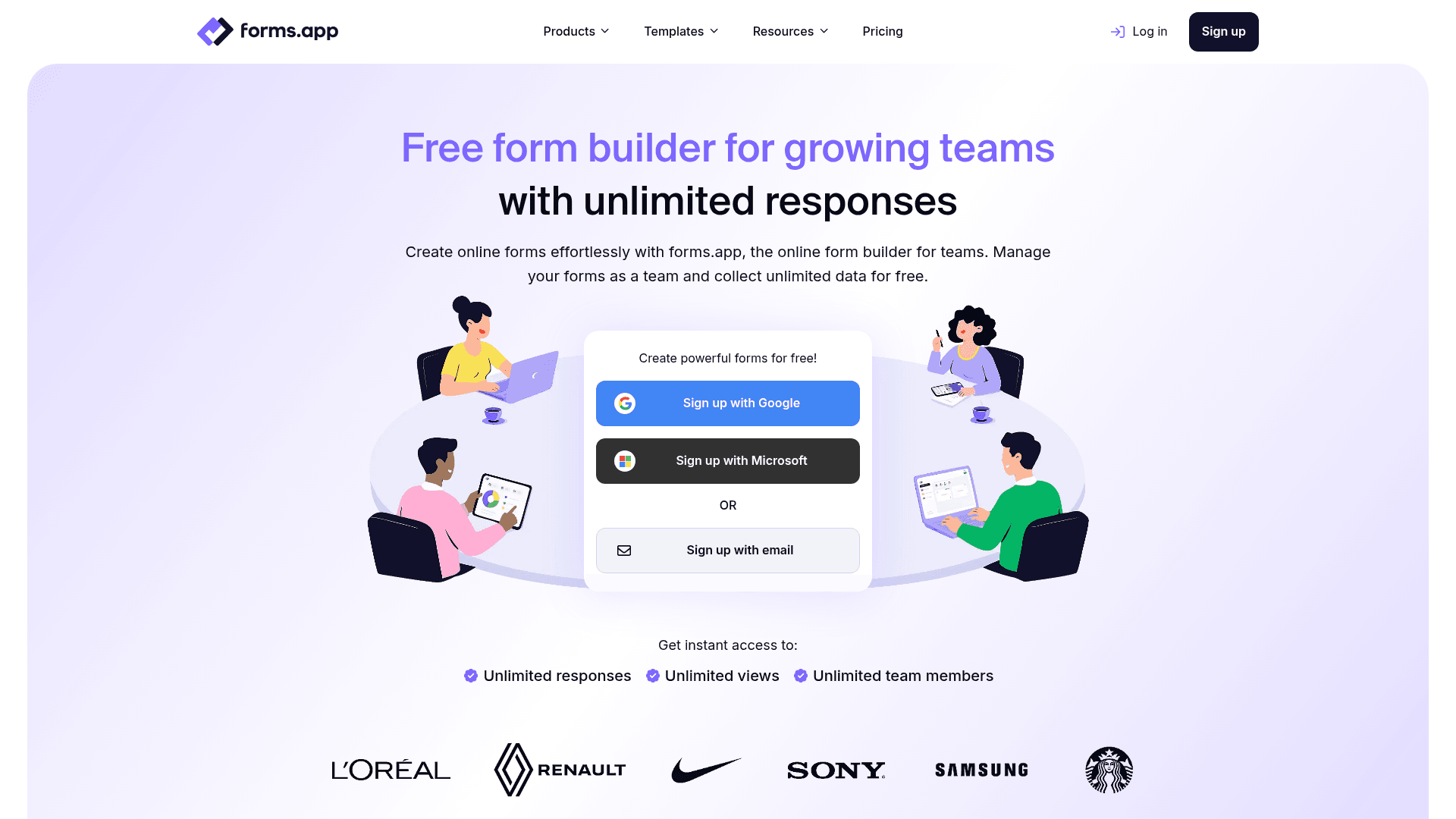 forms.app homepage hero screenshot