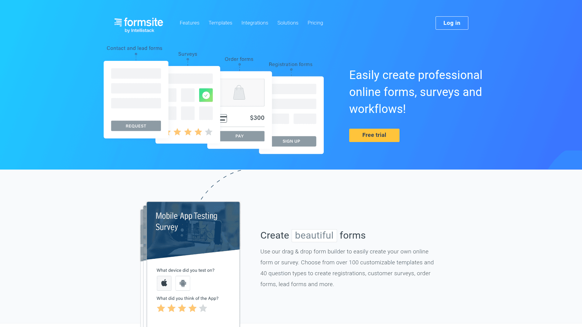 Formsite homepage hero screenshot
