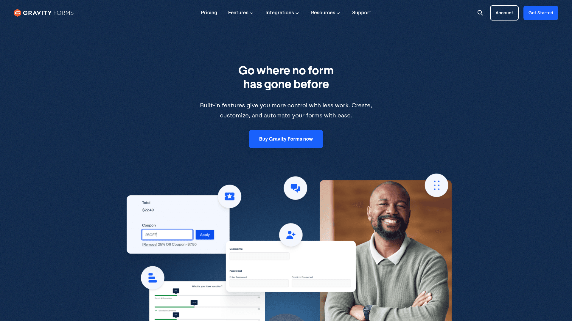 Gravity Forms features page screenshot