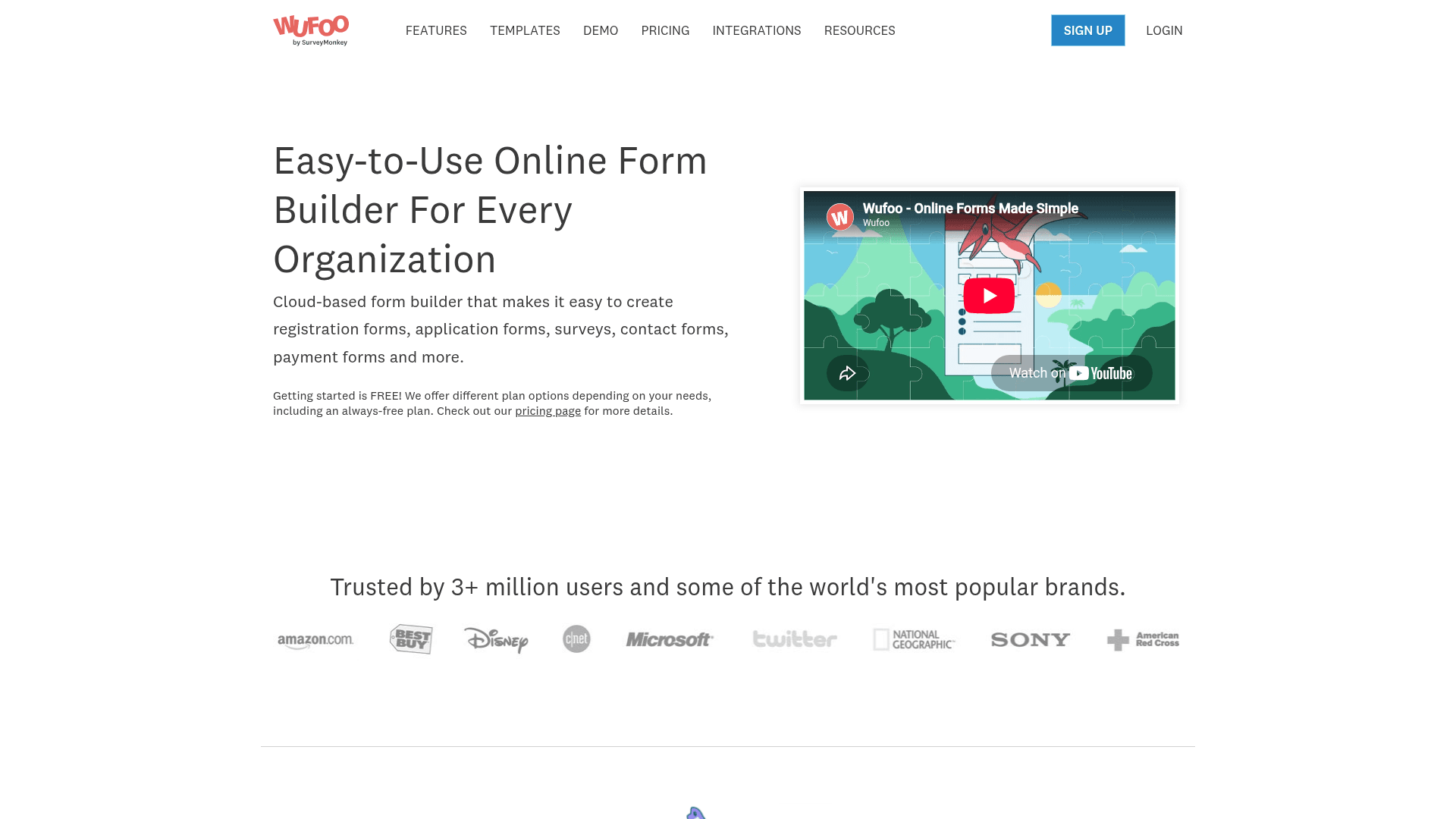 Wufoo homepage screenshot
