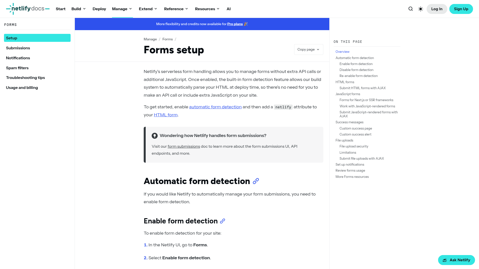 Netlify Forms homepage hero screenshot