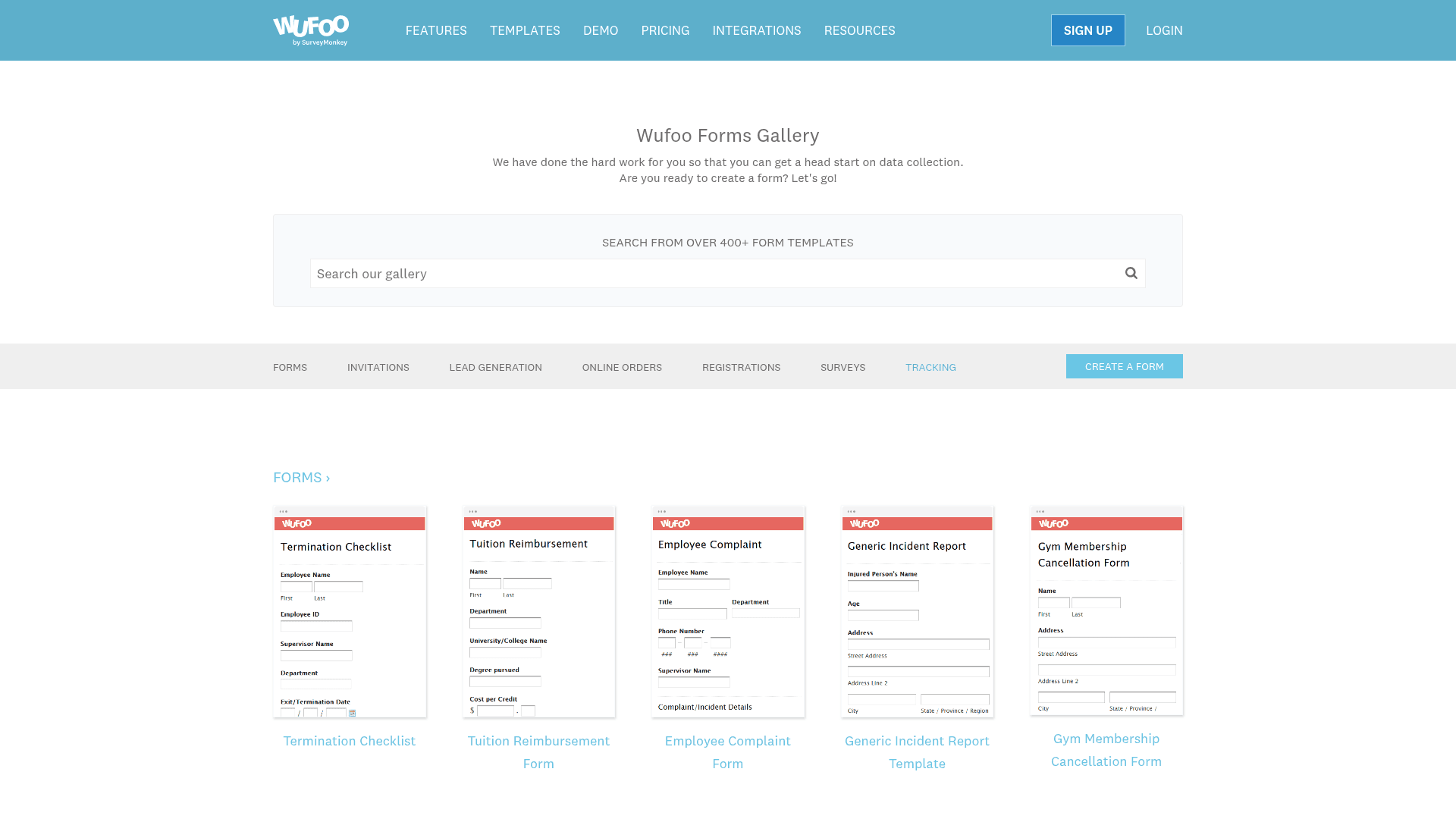 Wufoo templates gallery screenshot