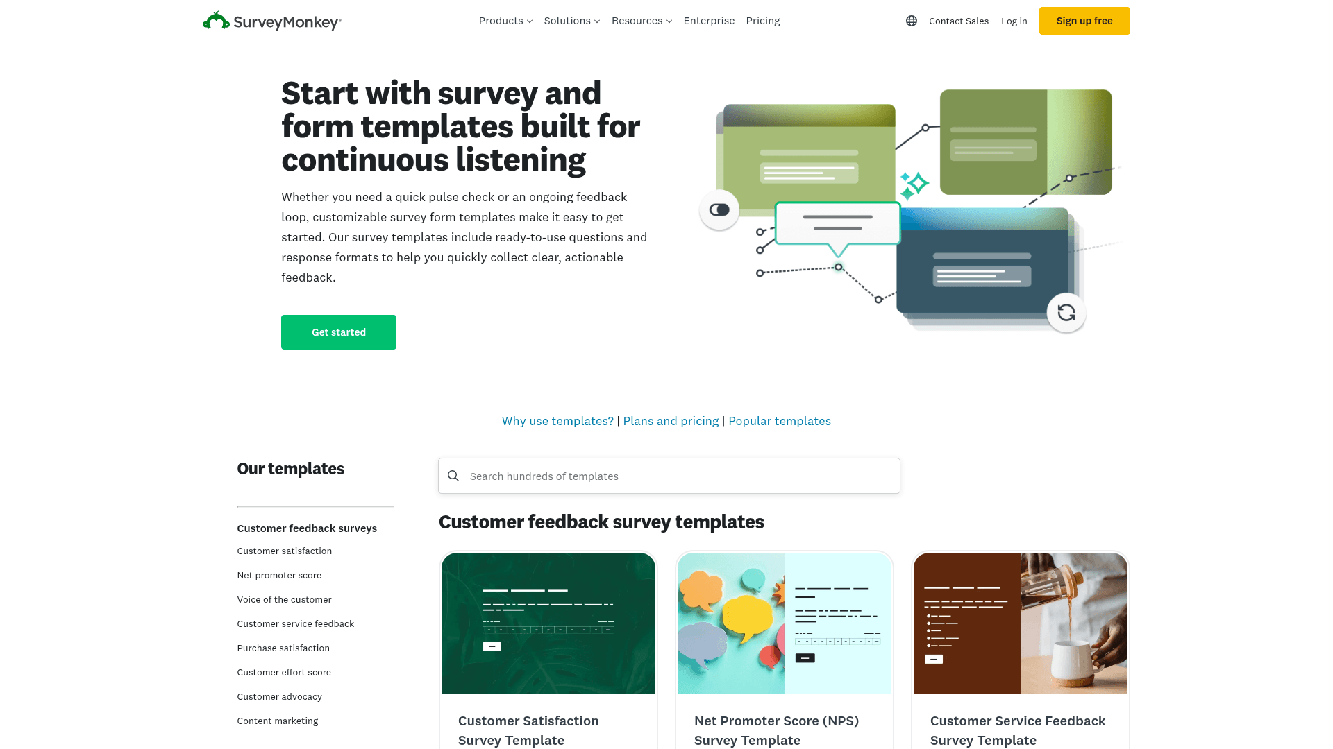 SurveyMonkey templates gallery screenshot