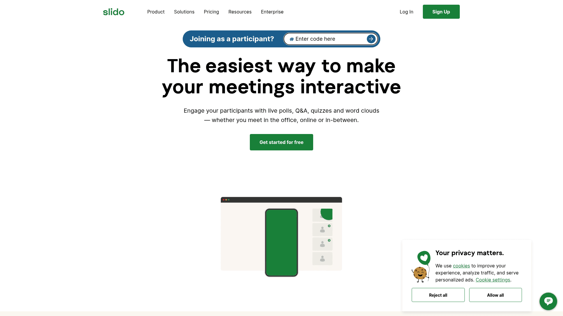 Slido homepage hero screenshot