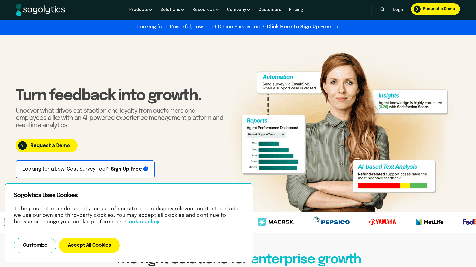 Sogolytics homepage hero screenshot