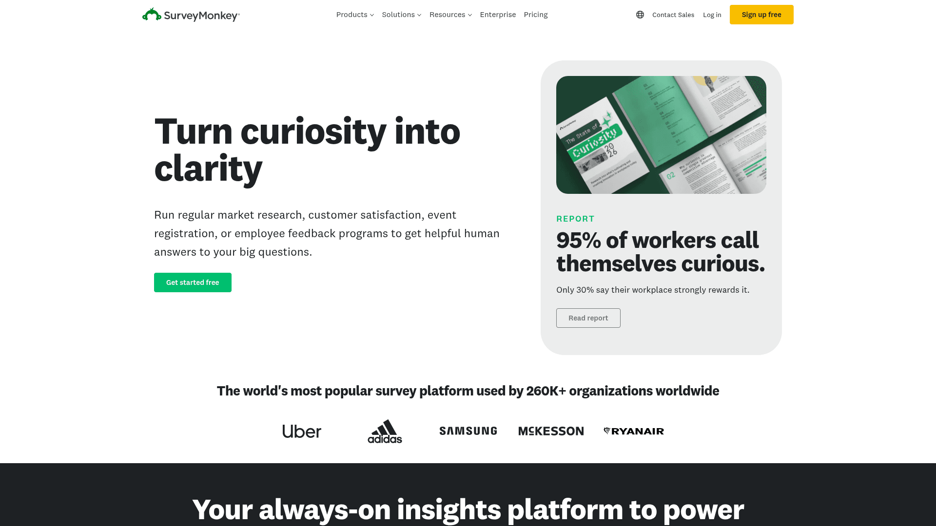 SurveyMonkey homepage hero screenshot