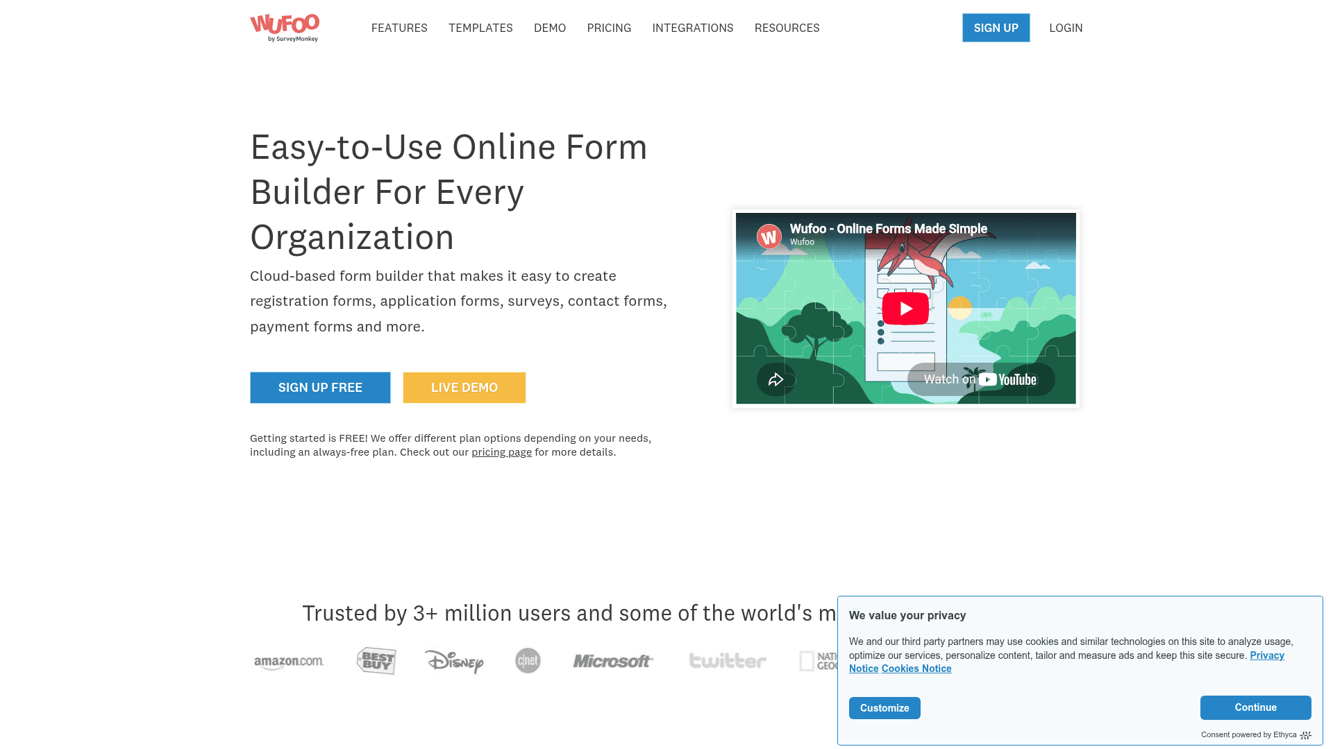 Wufoo homepage hero screenshot